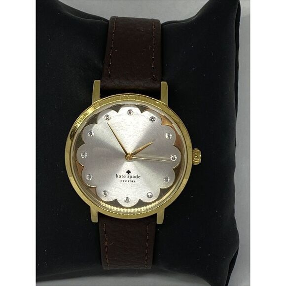 Kate Spade New York 0586 Women's Brown Leather Silver Analog Dial Watch XX572 - Picture 1 of 12